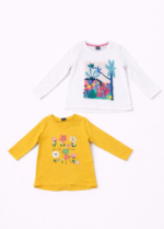 Pack 2 Pulls Fille Manches Longues – Blanc & Jaune (3 à 9 ans)