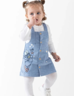 Ensemble bébé fille 3 pièces salopette Daisy Duck – Bleu clair - Image 2