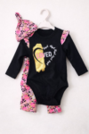 Ensemble bébé 3 pièces – Body, pantalon et bonnet (filles & garçons)