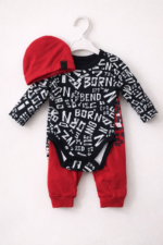 Ensemble bébé 3 pièces – Body, pantalon et bonnet (filles & garçons) - Image 3