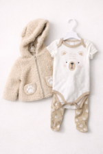 Ensemble bébé garçon 3 pièces – Veste teddy, body et pantalon - Image 2