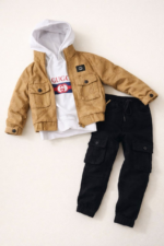 Ensemble garçon 3 pièces – Veste, hoodie et pantalon cargo - Image 4