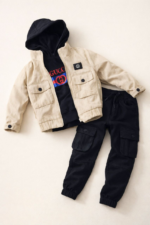 Ensemble garçon 3 pièces – Veste, hoodie et pantalon cargo - Image 2