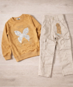 Ensemble fille sweat papillon & pantalon cargo – 2 modèles