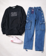 Ensemble fille sweat miumiu et  pantalon cargo – 4 modèles - Image 2