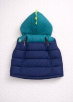 Gilet matelassé à capuche garçon bleu et vert motif dinosaure - Image 3
