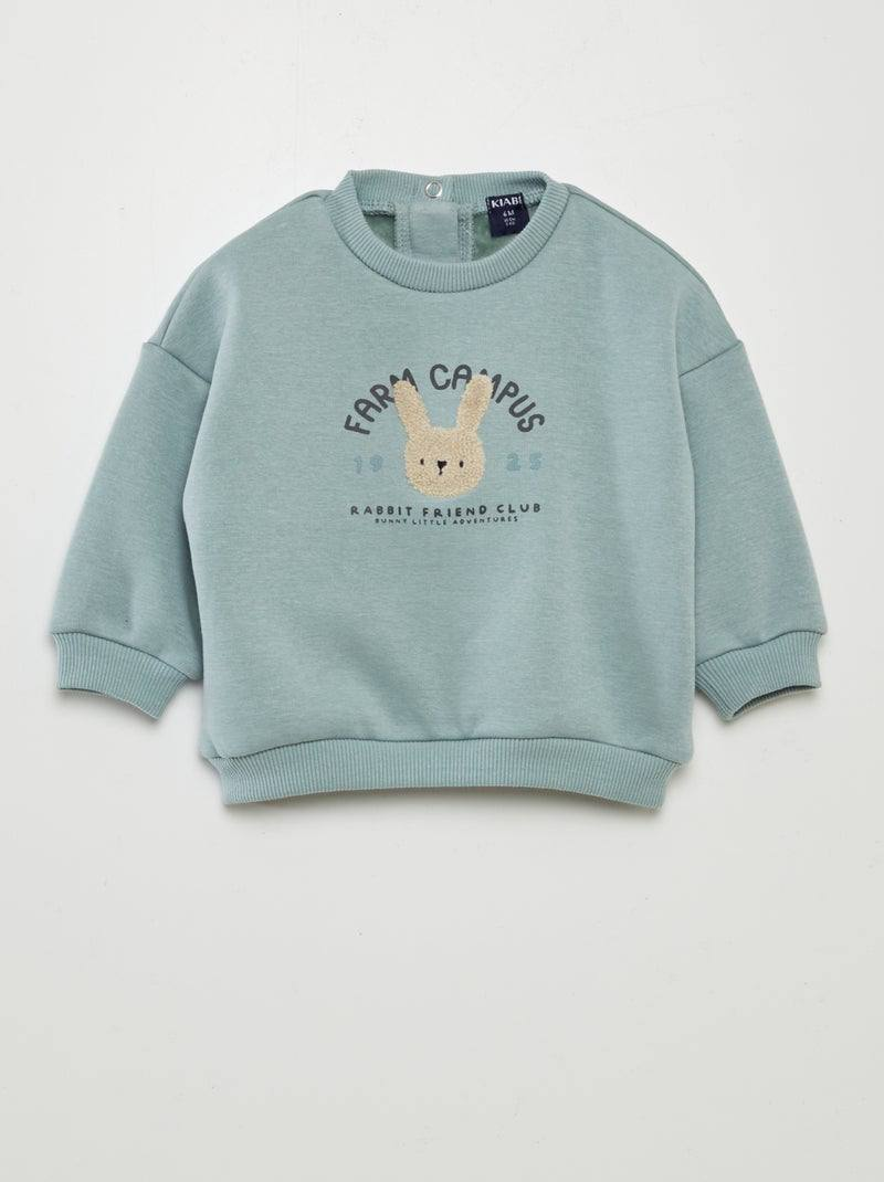 IMAGE 2026-02-17 11:57:55 Sweat bébé garçon vert Kiabi motif lapin - Image 1