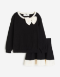 Ensemble fille pull noir avec nœud et jupe H&M