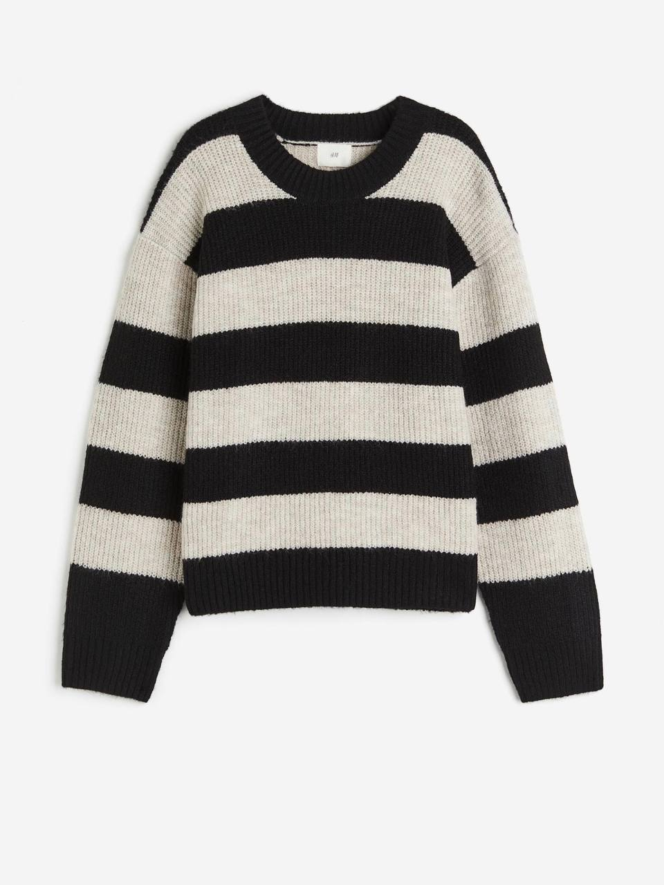 IMAGE 2026-02-18 15:09:30 Pull fille rayé noir et blanc H&M - Image 1