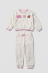 Ensemble jogging fille beige avec détails roses – Derek Heart