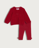 Ensemble bébé fille en maille rouge avec nœuds – FRED & FLO