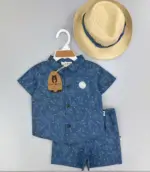 Ensemble d'Été 3 Pièces avec Chapeau – Look Garçon (1 à 4 ans)