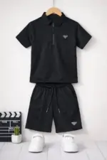 Ensemble Polo Zip et Short Sportif pour Garçon (4 à 14 ans)