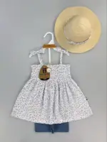 Ensemble d'Été 3 Pièces pour Fille : Robe, Short et Chapeau (1 à 2ans) - Image 2