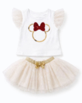 Ensemble Fille T-shirt & Jupe Tutu Dorée Minnie Style