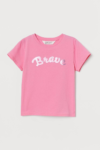 T-shirt Fille H&M Rose Imprimé "Brave"