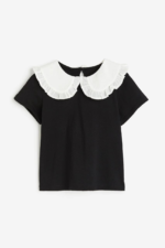T-shirt Fille H&M Noir à Col Claudine