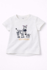 T-shirt Bébé Garçon Imprimé Zèbre “Wild Friends” (0–6 Mois)
