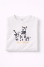 T-shirt Bébé Garçon Imprimé Zèbre “Wild Friends” (0–6 Mois) - Image 2