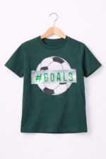 T-shirt Garçon Imprimé Football “Goals” (7–14 Ans)