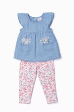 Ensemble Bébé Fille Pepco Jean & Legging Fleuri