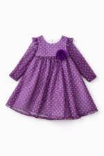 Robe Fille Violet à Pois Élégante