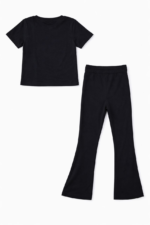 Ensemble Fille T-shirt & Pantalon Motif Cœurs – Noir - Image 2