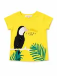 T-shirt fille jaune imprimé toucan