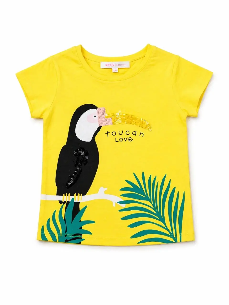 photo_2026-04-22_11-55-52 T-shirt fille jaune imprimé toucan - Image 1