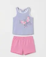 Ensemble fille Little Lass – Débardeur Papillon & Short (2 Modèles)