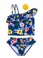 Maillot de Bain Fille 2 Pièces – Épaule Dénudée Tropical