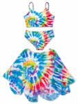 Maillot de Bain Fille 3 Pièces avec Paréo – Collection Tie-Dye