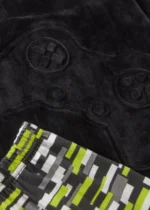 Pyjama Garçon 2 Pièces en Velours - Haut Manette de Jeu Relief 3D & Pantalon Imprimé Pixel (Noir / Vert Lime) - Image 3