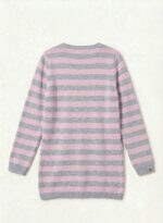 Robe pull en maille rayée avec poches chat - George (Rose & Gris) - Image 3
