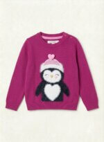 Pull en maille bébé/fille motif pingouin - George Bordeaux