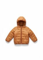 Doudoune matelassée à capuche bébé/enfant motif oursons (Vert Sauge / Camel) - Image 3