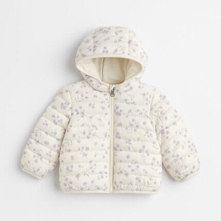 Doudoune matelassée à capuche pour bébé/enfant - Imprimé Floral Délicat