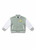 Veste Teddy style Varsity - Imprimé & Bords-côtes rayés - Image 4