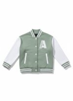 Veste Teddy style Varsity - Vert Sauge & Blanc
