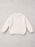 Pull en maille côte anglaise enfant - Écru / Blanc cassé
