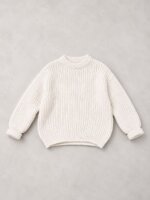 Pull en maille côte anglaise enfant - Écru / Blanc cassé
