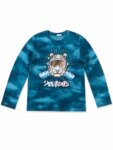 T-shirt manches longues garçon effet Tie-Dye - Motif Snowboard / Espace