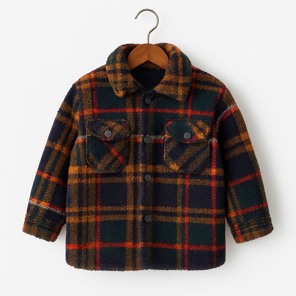 IMAGE 2026-08-11 16:31:15 Veste chemise en polaire sherpa à carreaux pour enfant - Image 1