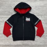 Veste zippée à capuche garçon style bicolore (Noir & Rouge) - Image 4
