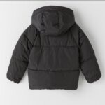 Doudoune matelassée à capuche enfant avec grandes poches - Noir / Rose Poudré - Image 3