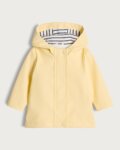 Ciré imperméable à capuche bébé - Jaune pastel doublure marinière