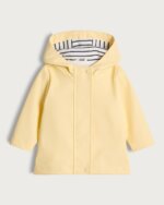 Ciré imperméable à capuche bébé - Jaune pastel doublure marinière