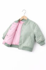 Veste bomber matelassée enfant - Vert Sauge / Olive clair - Image 2