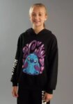 Sweat à capuche fille Stitch Disney "2 Cute" - Noir