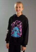 Sweat à capuche fille Stitch Disney "2 Cute" - Noir